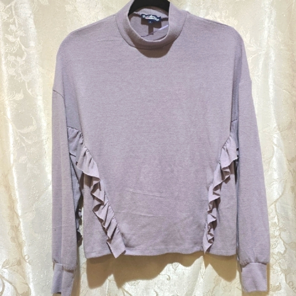 Freshman Purple Boxy Ruffled Sweatshirt - Picture 4 of 4